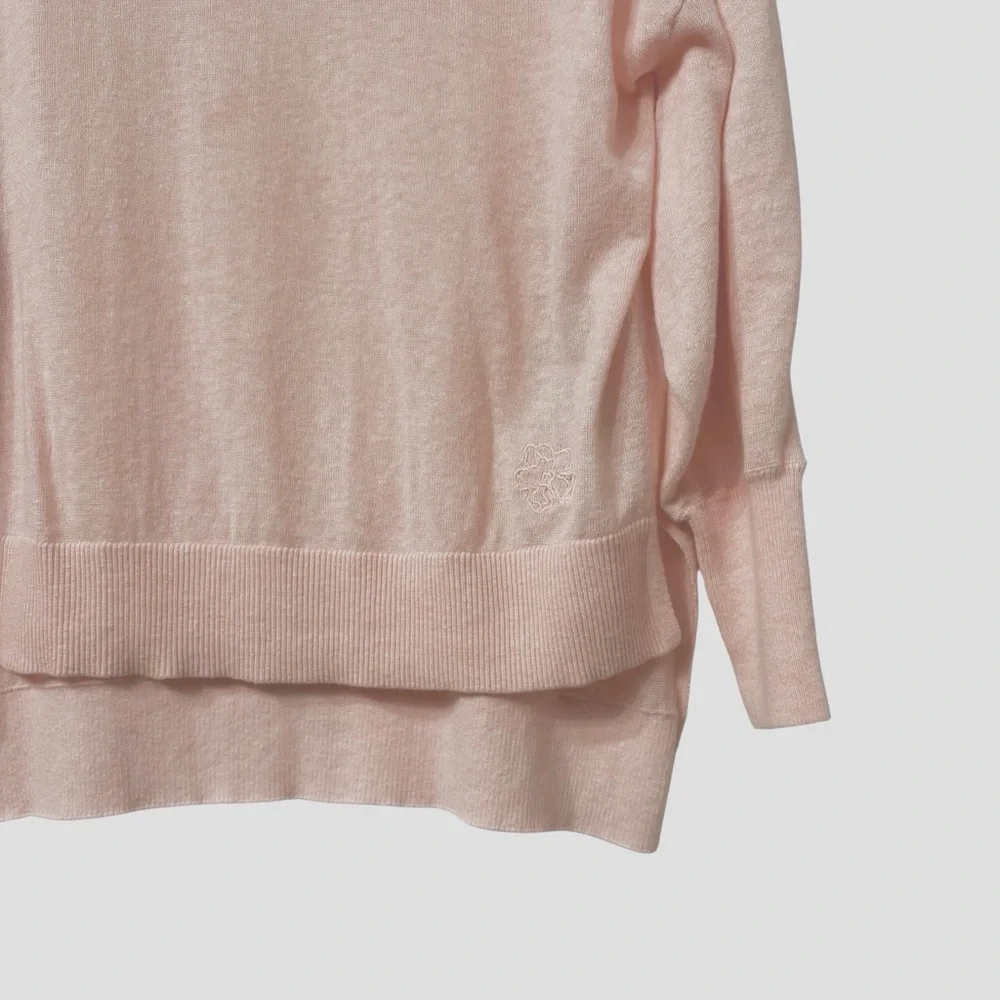 Ted Baker London Cotton Linen Blend Long Sleeve peach Jumper Pullover Sweater